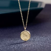 14k золото ожерелье Кулон Женщин Равнина золото Королева Рисунок ключицы Кулон золотые украшения 11209