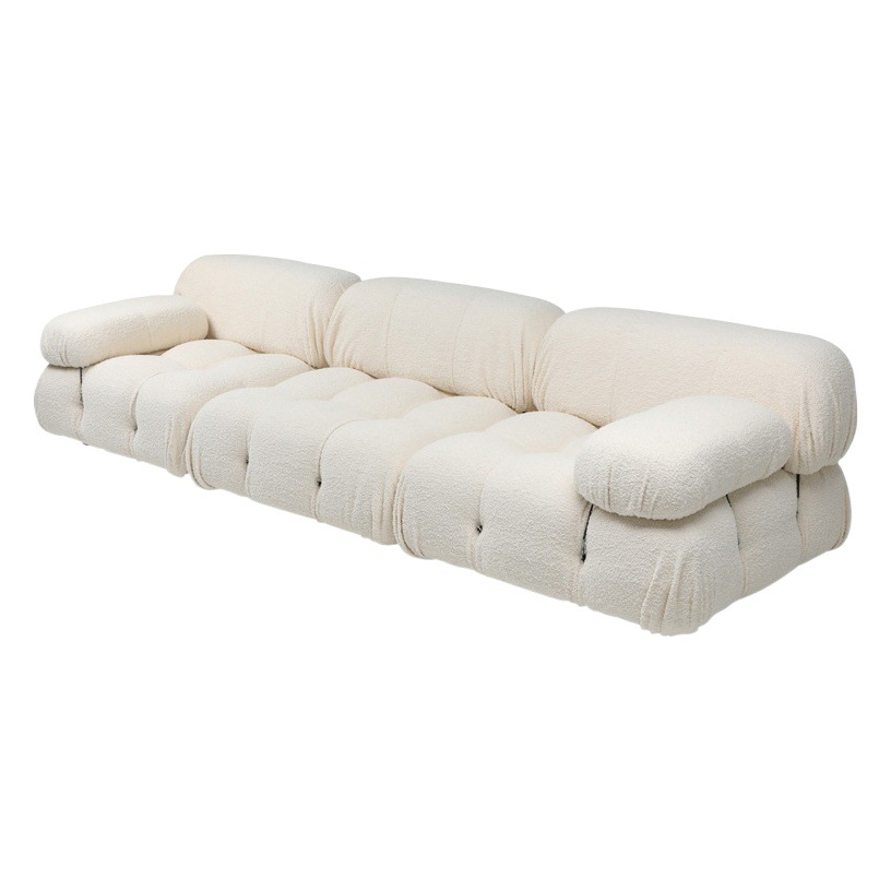 Sofá estilo crema Wabi-sabi para apartamentos pequeños, moderno, minimalista, cuadrado, modular, de varios asientos, para sala de estar, de madera maciza.