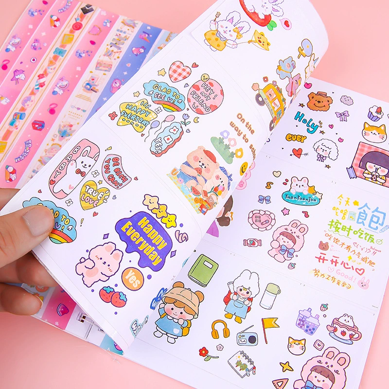 Double-Sided Spiral Notebook Set, 5 pcs A5, Thick Covers with Cute Sticker Sheets