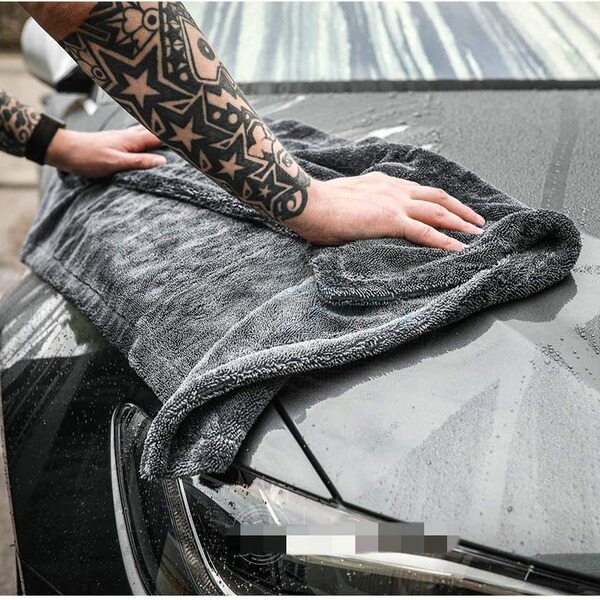 Pigtailed car wiping towel double-layer microfiber rag twisting…
