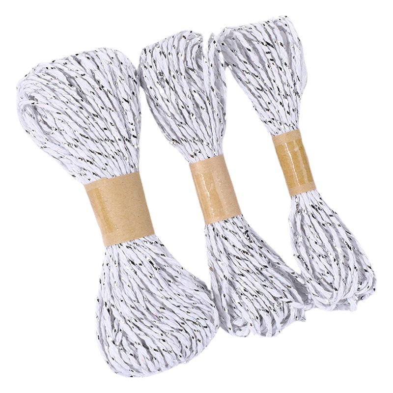 Color de fábrica de doble hilo de papel tejido cuerda DIY material de arte tejido de jardín de infantes algodón natural cuerda etiqueta transfronteriza