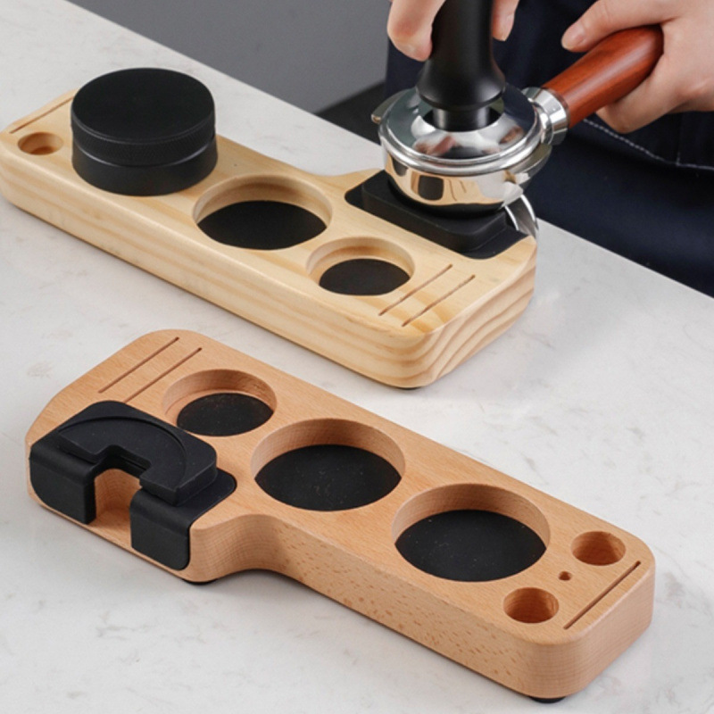 ※ユニバーサルコーヒープレスパウダーホルダーコーヒーマシンハンドルマッチング器具収納ブナ材充填プレスホルダーパウダーディスペンサーホルダー補助|undefined