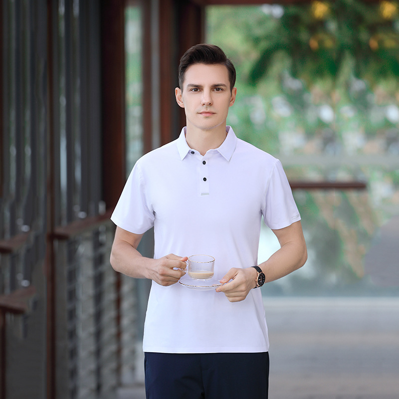 Solid Color Seamless Lapel Short-Sleeved T-Shirt Business Corporate Advertising Shirt Work Clothes Event Group Uniform Men's Polo