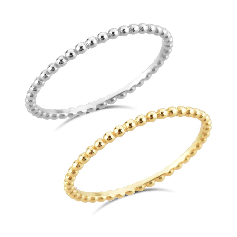 S925 Sterling Silver Delicate Round Bead Classic Ring | 2022 New Arrival Layered Design, Chic & Elegant European/American Fine Jewelry for Parties