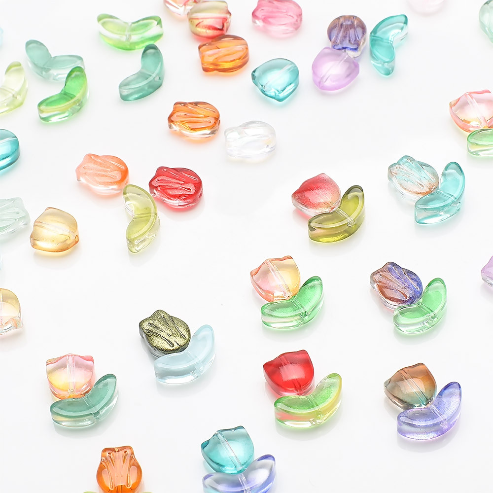 29g Weight 20 Sets Per Pack 5 * 14mm 8 * 10mm Glass Flower DIY Jewelry Accessories Beads