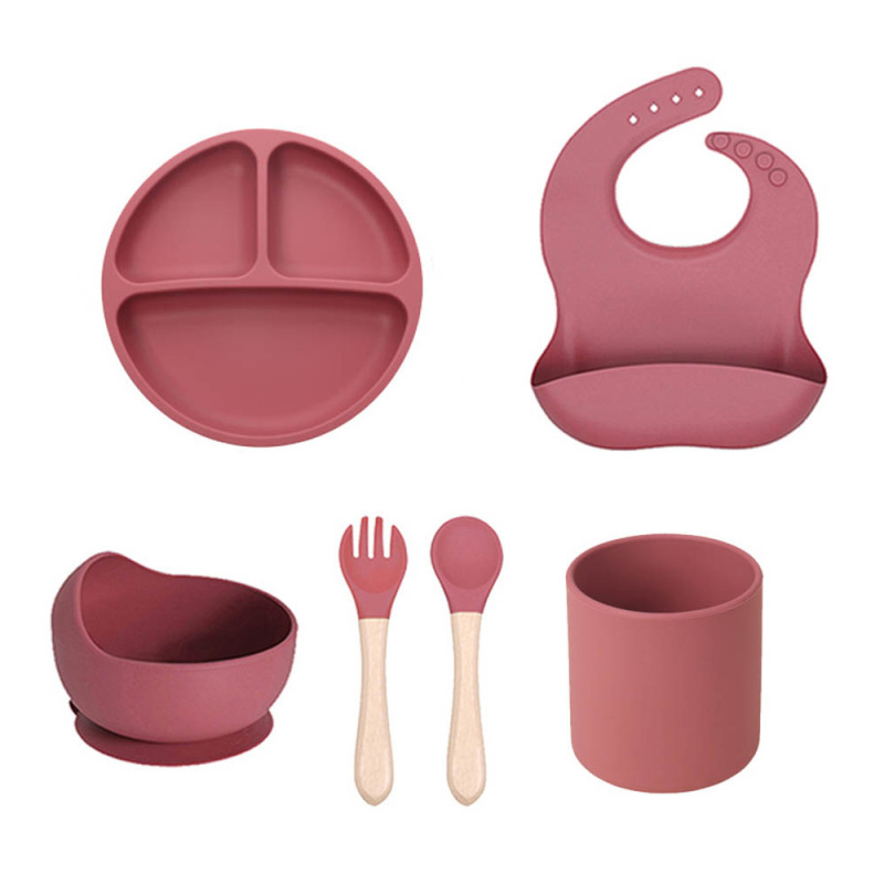 クロスボーダー子供用シリコンディナープレートセット、離乳食サプリメント、分割ディナープレート、ラブディナープレート、母子授乳食器セット|undefined