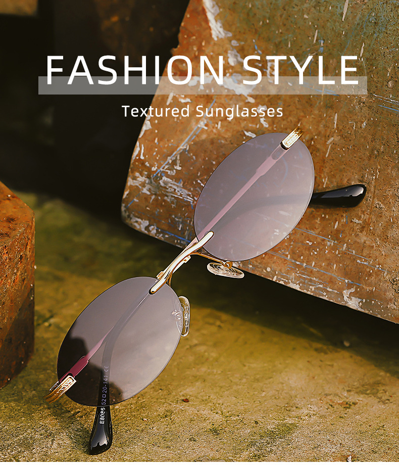 40g Weight Frameless Glasses Structure Sunglasses Classification Ac, UV400 Protection Lens Material Oval Frame Glasses Style Outdoor, Travel Occasion Solid Color Pattern All Seasons Season Unisex Gender Simple Style, Classic Style Style Simple Style Classic Style Solid Color Ac UV400 Protection Oval Frame Frameless Women's Sunglasses 无