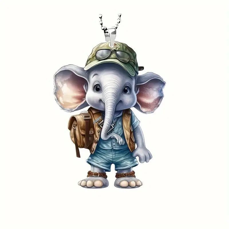 2D creativo nuevo lindo elefante regalo de vacaciones colgante acrílico plano transfronterizo colgante de espejo retrovisor interior
