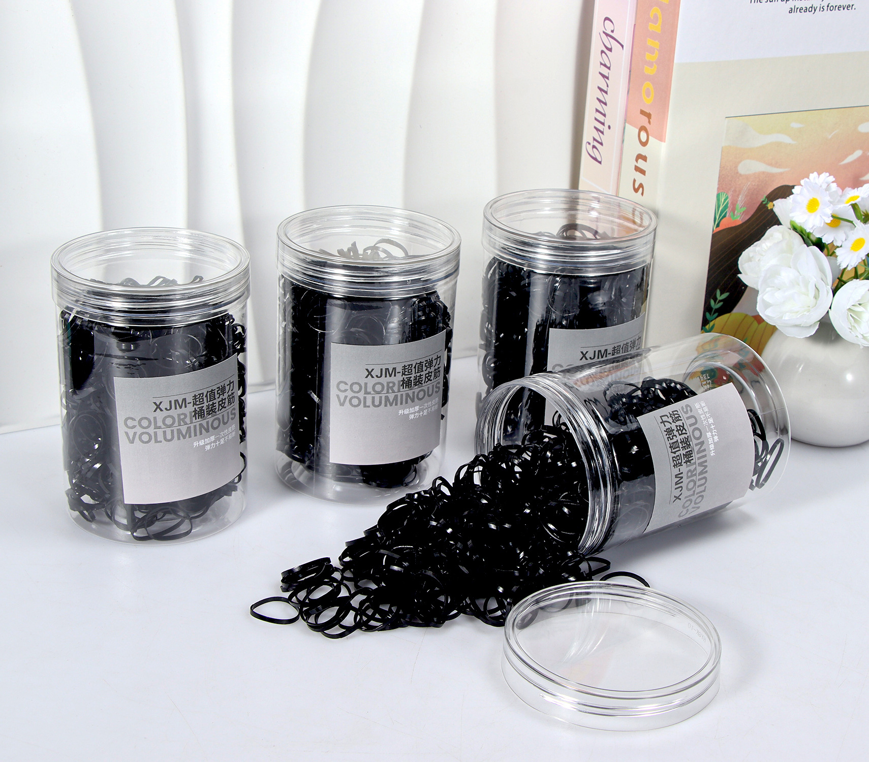 Banda de goma negra para niños, alto valor elástico, duradero, lazo para el cabello, no daña el cabello, anillo para el cabello de goma, accesorios para la cuerda para la cabeza, puesto