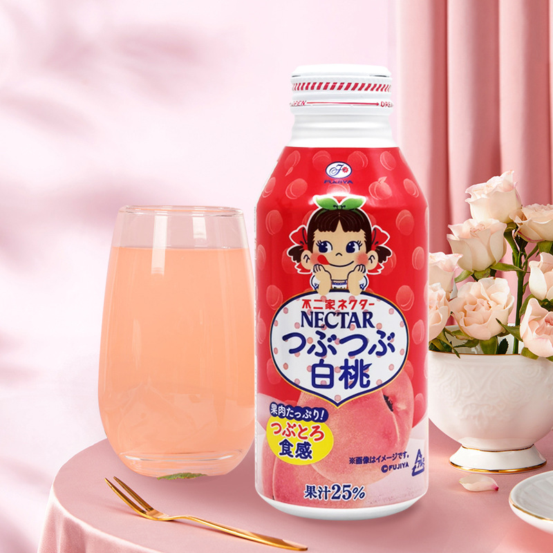 日本輸入不二家nectar白桃ジュース25% 桃味水蜜桃果肉ネットレッド飲料380ml|undefined