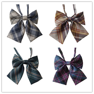JK Japanese collar lattice striped collar tie Mountain Blade Bow Campus Campus Net Red College style professional collar flower