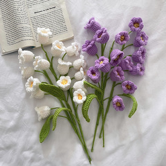 DIY Creative Knitting Handmade Bellflower Artificial Flower Yarn Bouquet Instagram Flower Arrangement Decorative Gift for Festivals