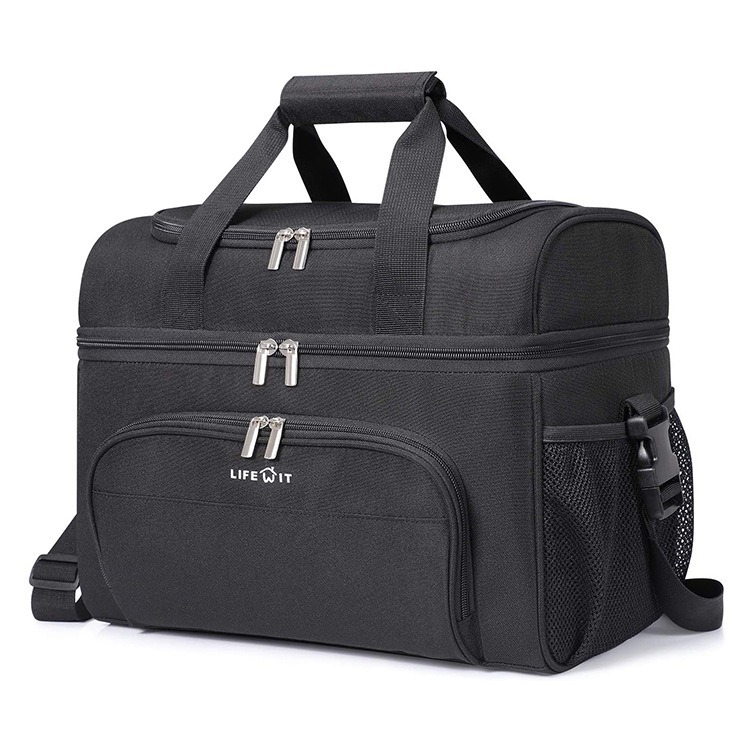 Bolsa de comida personalizada, bolsa de hombro, bolsa de picnic portátil de doble capa para mantener la frescura y el frío, bolsa de picnic aislada para exteriores de gran capacidad.