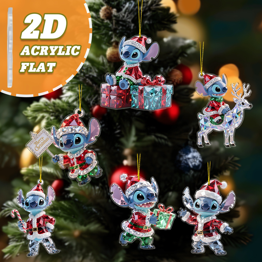 Transfronterizos temu Xiyin nuevo Stiltys decoración de Navidad decoración de automóviles colgante plano acrílico 2D lista