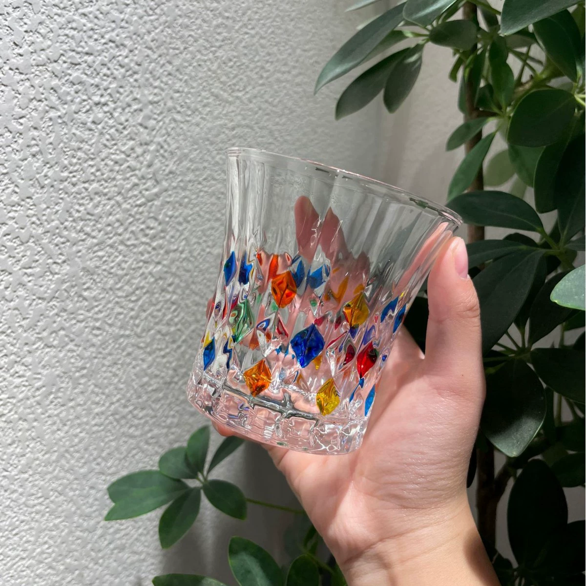 Painted summer rainbow water glass