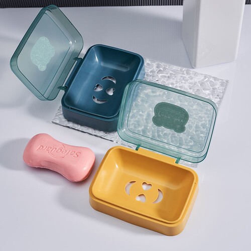 Creative flip-top soap box, simple transparent plastic drain box, household dormitory soap box, bathroom balcony soap box