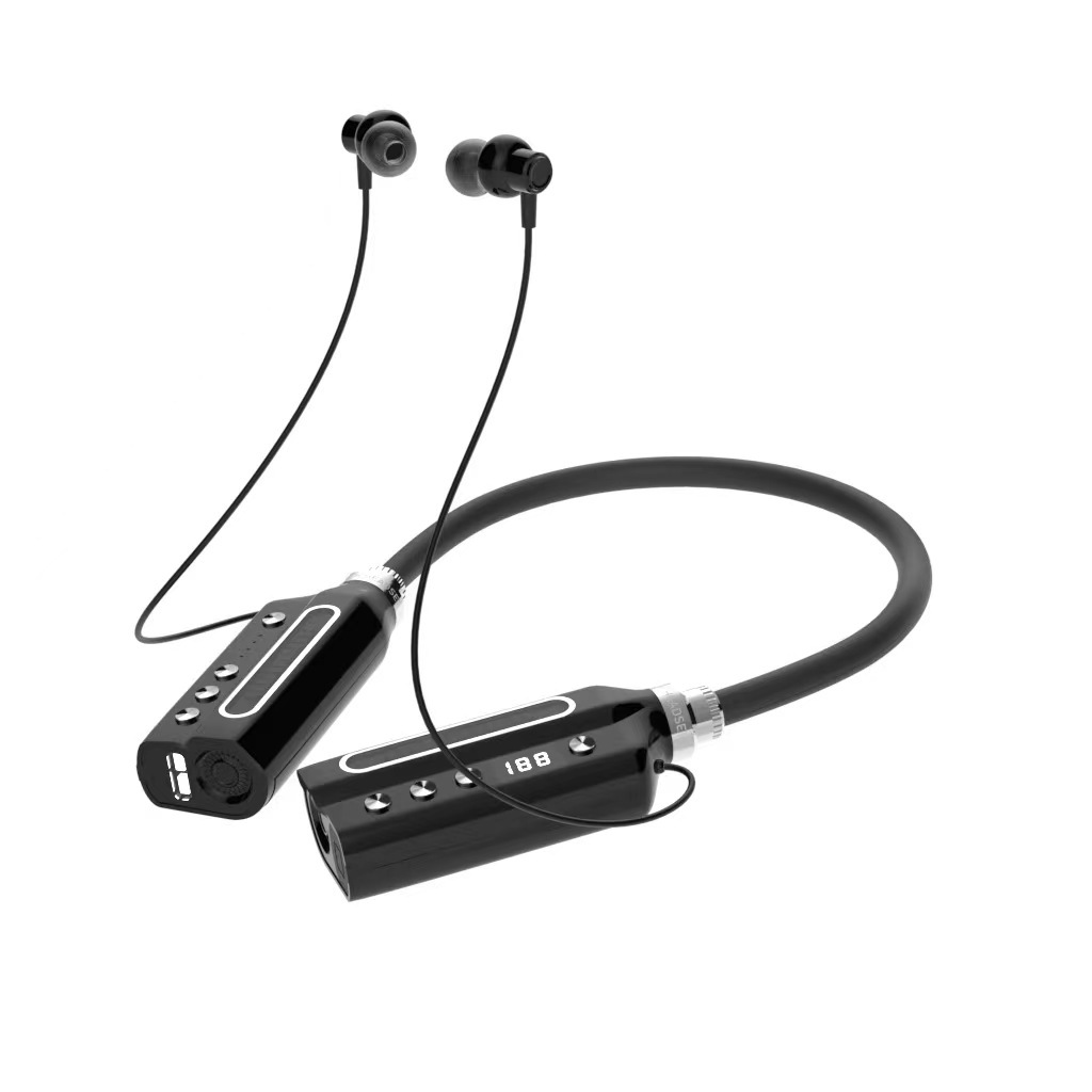 Auriculares inalámbricos con cuello colgante V8, batería grande, tarjeta TF en la oreja, funcionamiento al aire libre, auriculares Bluetooth, impermeables y resistentes al sudor