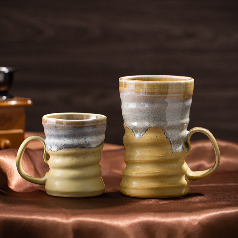 窯変コーヒーカップ セラミックマグカップ レトロ家庭用ウォーターカップ クロスボーダー粗陶器 大容量ビールカップ 軽奢|undefined