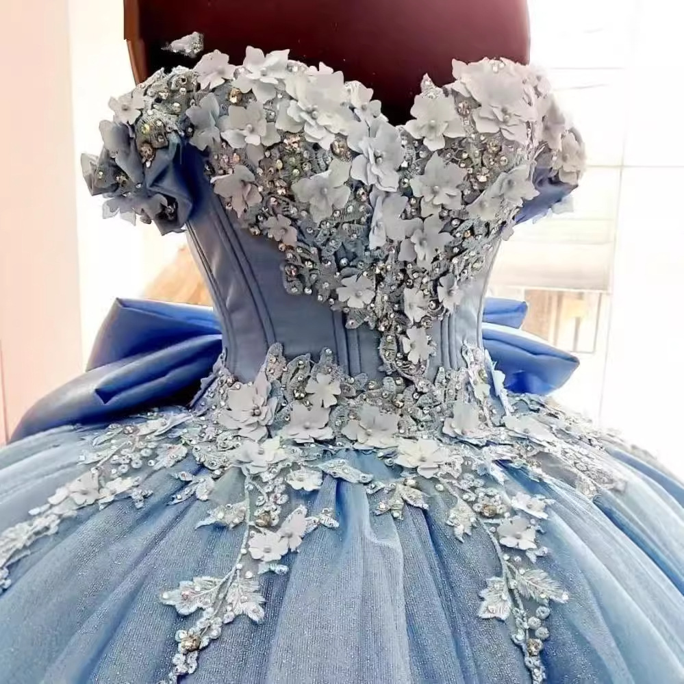 Vestido de gala de la fiesta, vestido de gala de solista, vestido de gala azul, personaje de hombro, personaje de cintura alta, solista, solista.