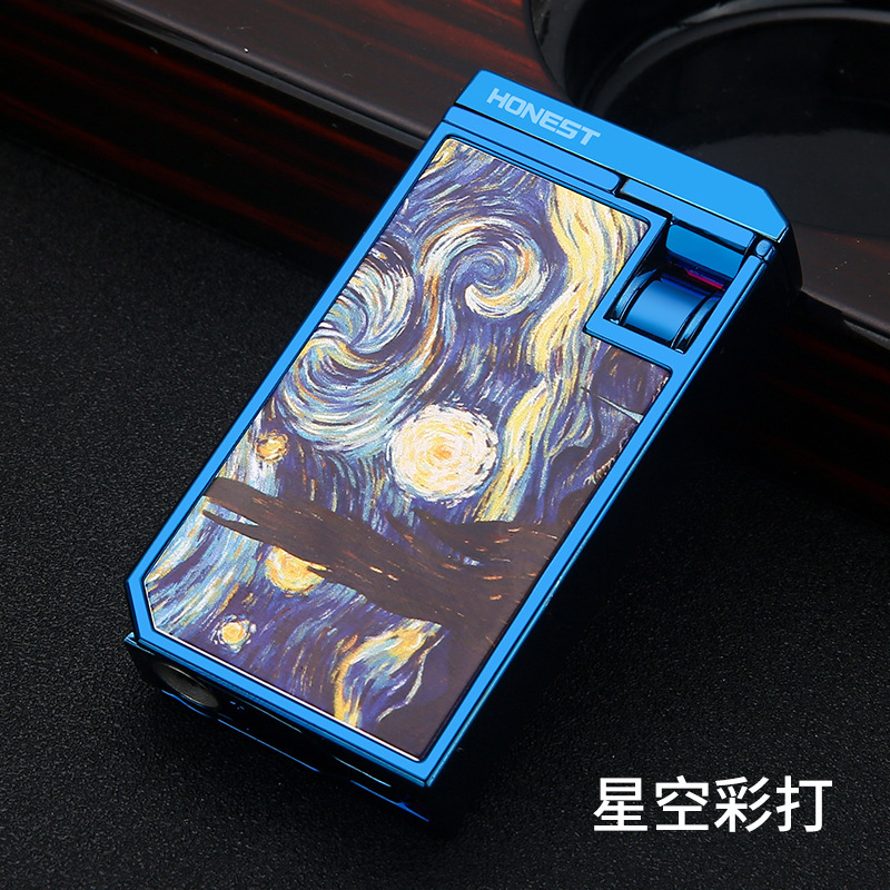 百诚新款男士高端雪茄专用防风充气打火机点烟双火直冲商务点火器|undefined