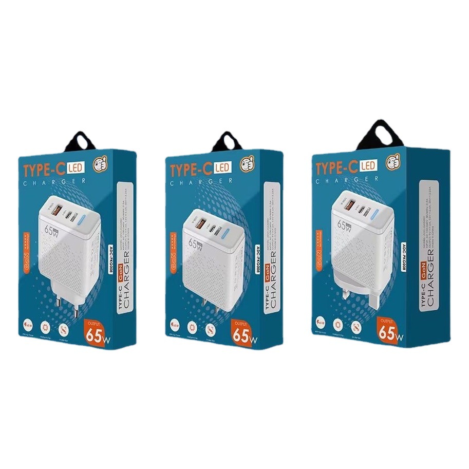 Luminoso LED USB + PD tipo-C cargador de teléfono móvil multi-puerto estándar americano estándar europeo estándar británico viaje carga cabeza