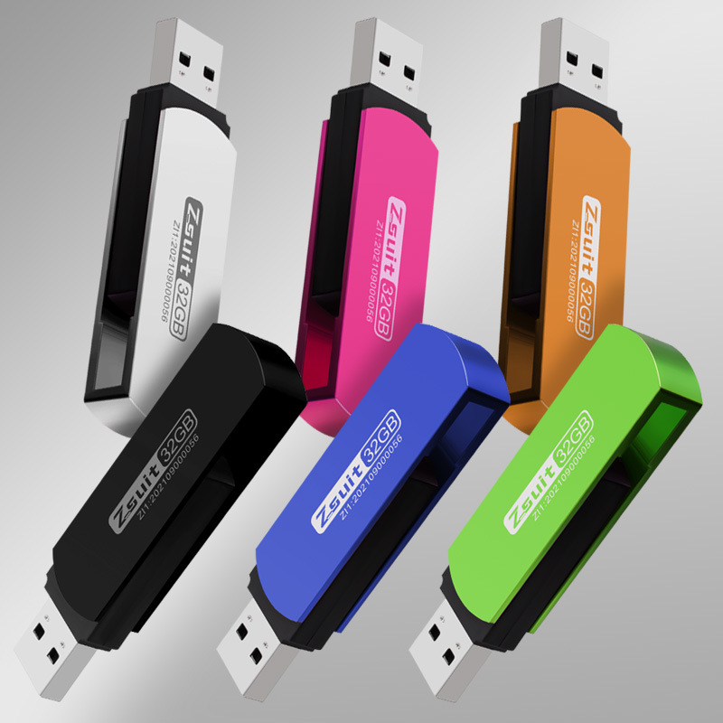 USB flash drive factory, personalized gift making, creative rotating USB flash drive, 32GB high-speed storage, USB 2.0, engraved 64GB flash drive.