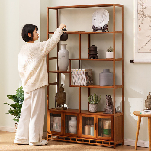Bogu rack solid wood Chinese tea cabinet storage rack tea rack tea room shelf display rack modern simple Duobao Pavilion