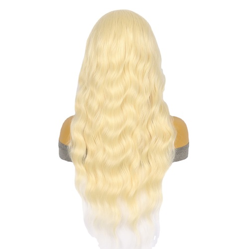 Amazon wig for women with middle part corn perm African long curly hair front lace chemical fiber European and American full headgear