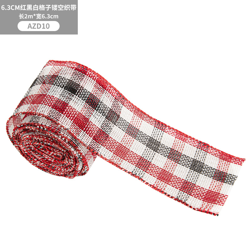 6,3 CM rojo blanco y negro Plaid