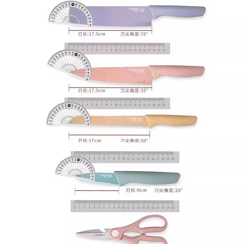 Juego de Cuchillos de Cocina de 6 Piezas de Acero Inoxidable y Paja de Trigo, Forjado, para Cocina image 4