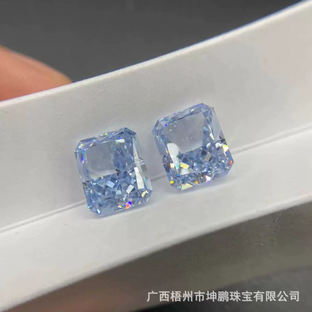 冰蓝色高冰切割裸石戒面长方倒角圣玛丽亚雷迪恩切宝石现代简约