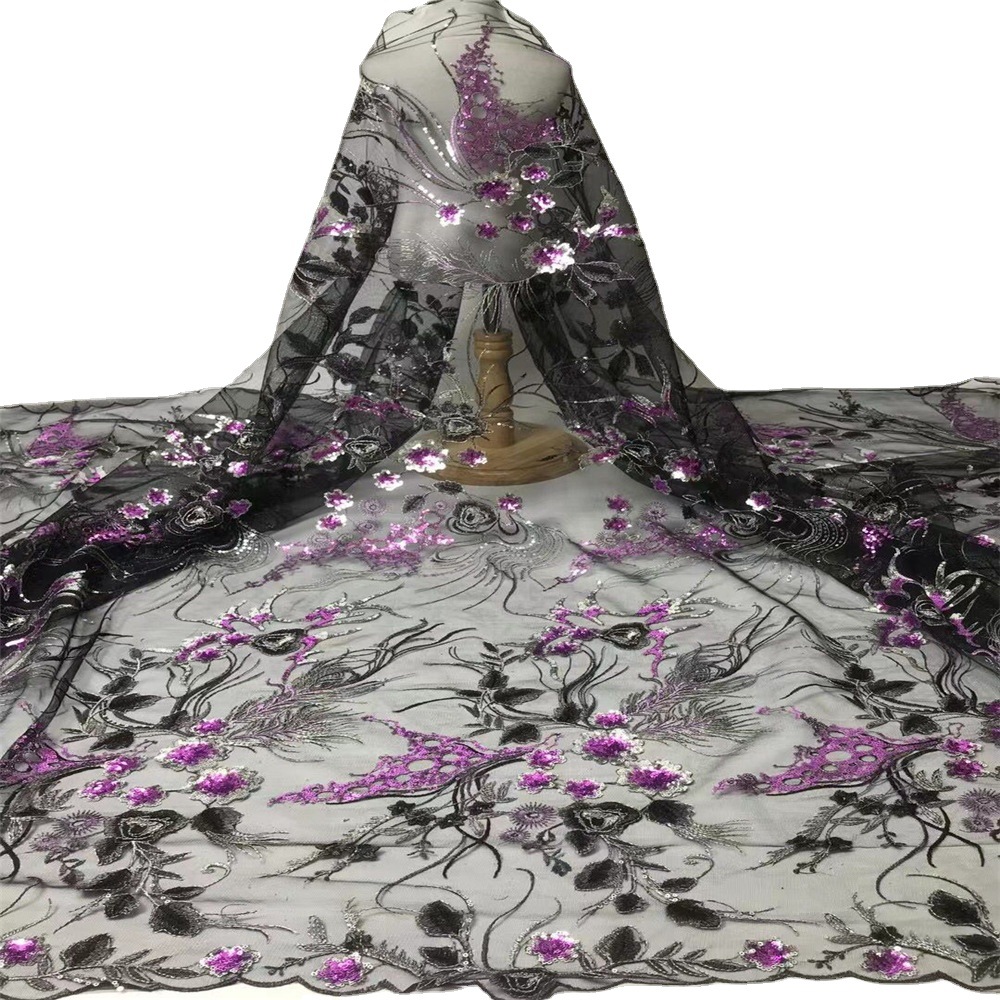 多色精品刺绣蕾丝立体绣花妈妈装礼服花边辅料亮片蕾丝布贴绣品厂