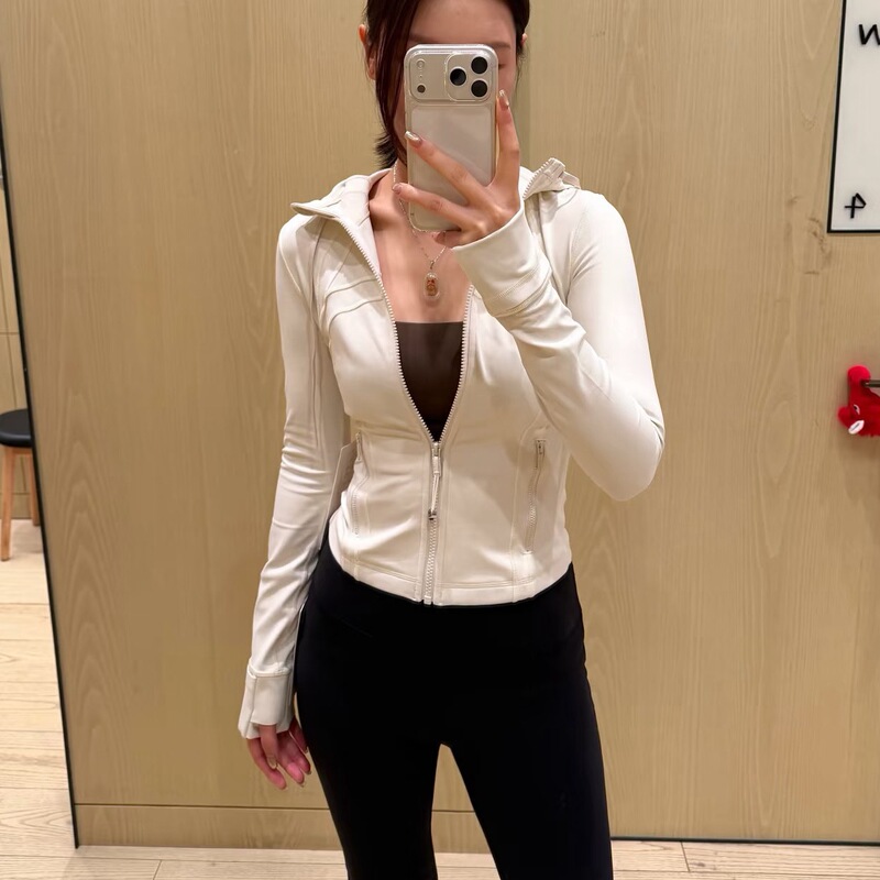 LULU-style Define short hooded jacket, running and yoga wear, sporty slim-fit zip-up cardigan top for women, trendy LULU-style Define short hooded jacket, running and yoga wear, sporty slim-fit zip-up cardigan top for women, trendy