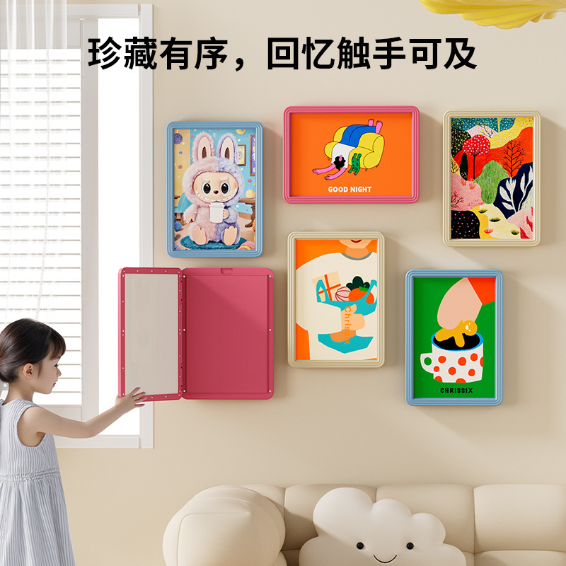 Plastic Picture Frame Rectangular Kidsren's Painting Display Frame Storage Box Wall Hanging Photo Frame Art Work Framed Oil Painting Frame