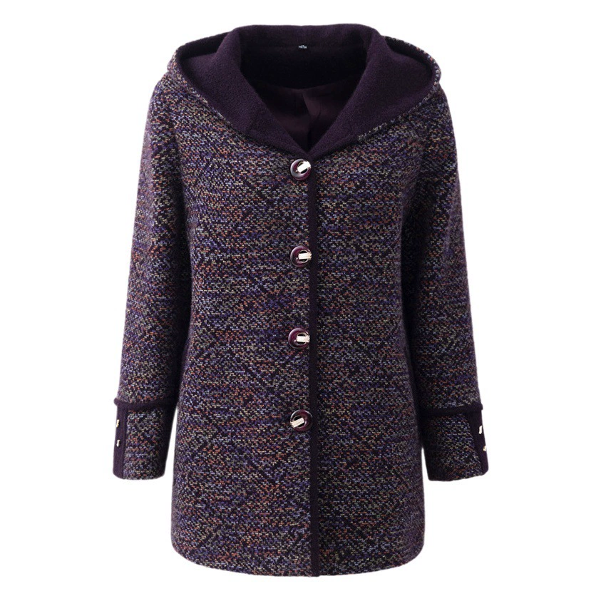 Зимнее пальто для полных мам среднего и пожилого возраста 200 кг, Свободное пальто с капюшоном в западном стиле больших размеров, подходящее по цвету для среднего возраста