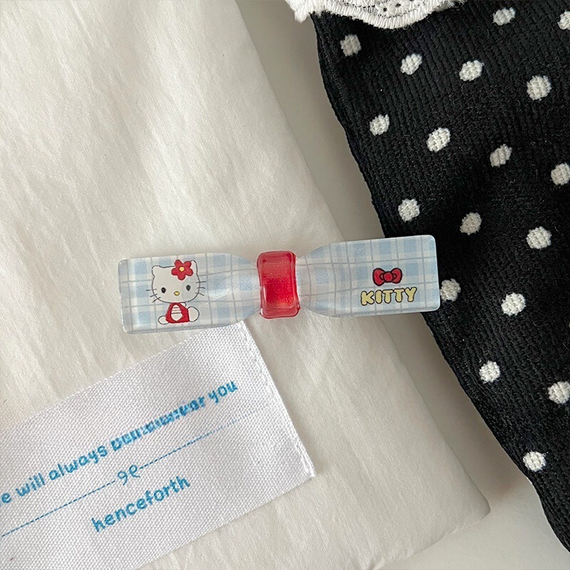 新款夏日透色格纹KT发夹百搭少女心刘海夹可爱卡通侧边刘海碎发夹|undefined