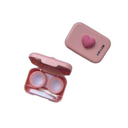 Red love storage box ins style contact lens box small and portable double companion box contact lens box BH225