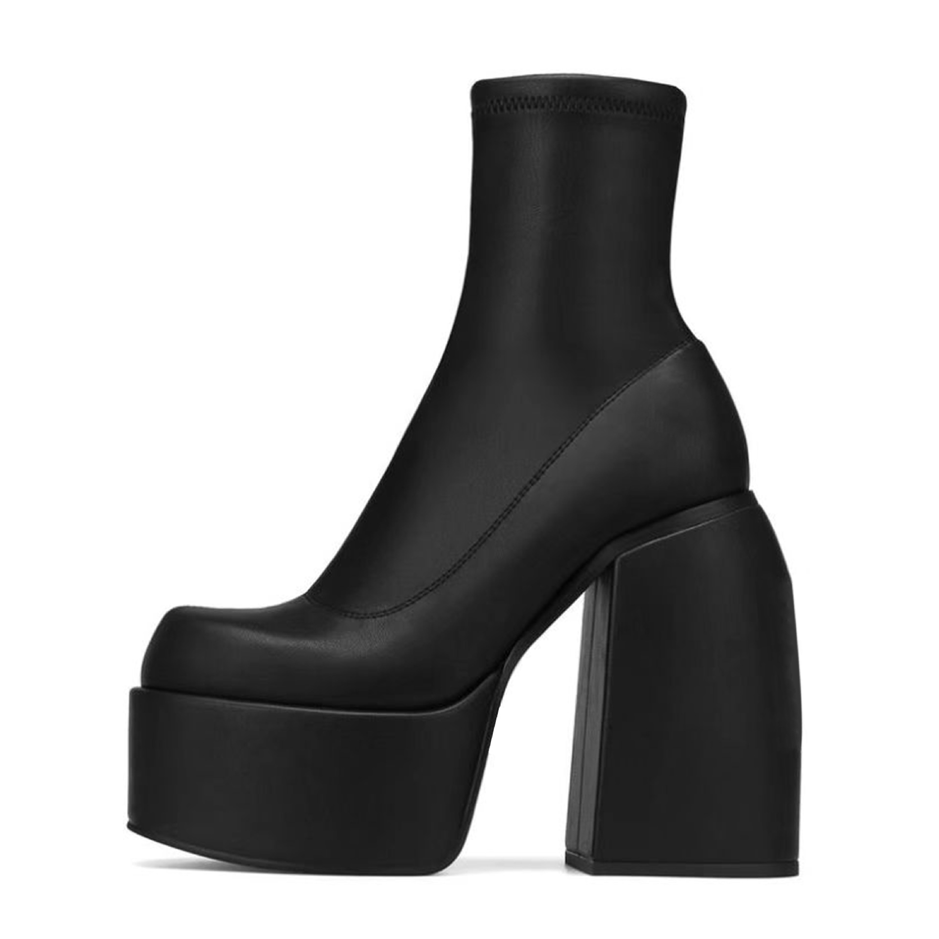 Scarpe col tacco grosso da donna, nuove scarpe rosse alla moda, con testa quadrata, in vernice, con tubo centrale, stivali elastici da donna di grandi dimensioni_voghion.com