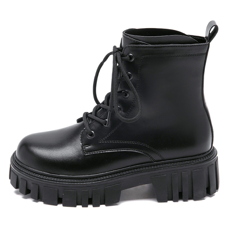Botas Martin de Caña Media para Mujer de Cuero Sintético con Suela Gruesa para Otoño