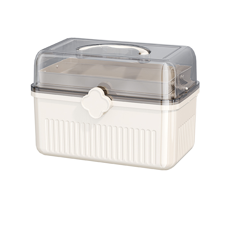 Caja de almacenamiento de medicinas multicapa, caja de almacenamiento de escritorio, caja de almacenamiento de medicinas domésticas de gran capacidad, caja de papelería portátil, caja de arte para estudiantes