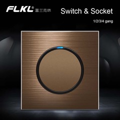 跨境L77鋁拉絲系列棕色點式復位開關英式香港插座面板英標暗裝