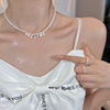 Short zirconium from pearl, necklace, small design chain for key bag , summer accessory, light luxury style, trend of season