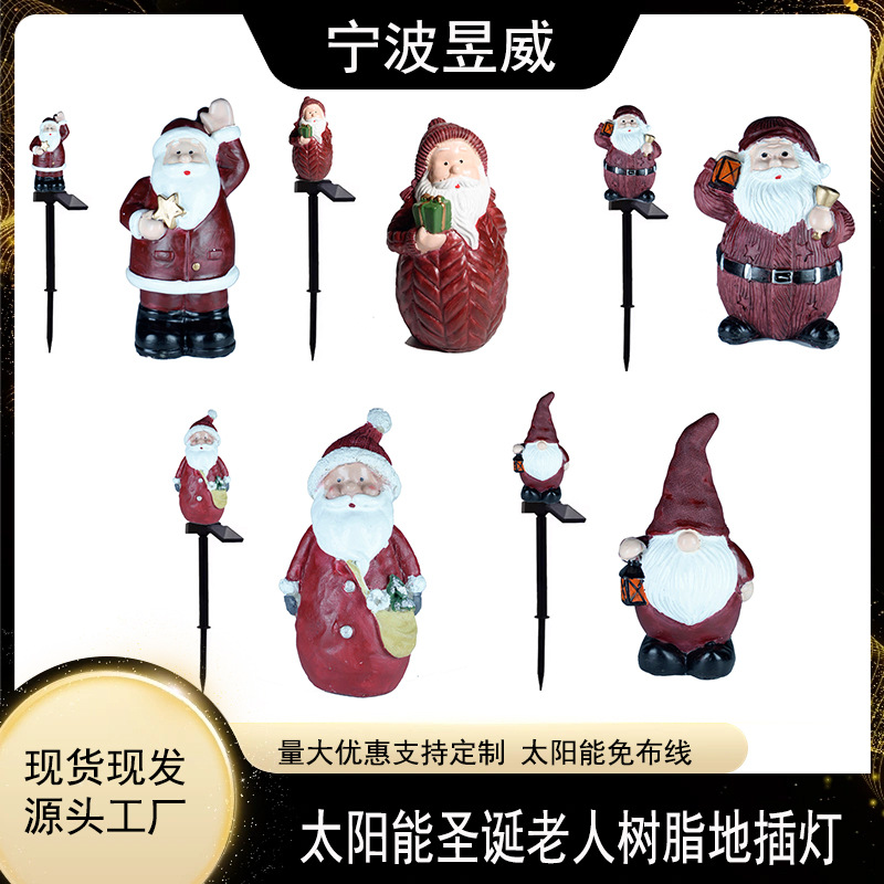 Nuevo solar Navidad muñeco de nieve enano resina césped jardín lámpara vacaciones jardín paisaje atmósfera lámpara