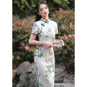 Floral Chinese Dress Cheongsam republic of China wind restoring ancient ways Chinese Dress Qipao For Women Girls ink painting senior feeling