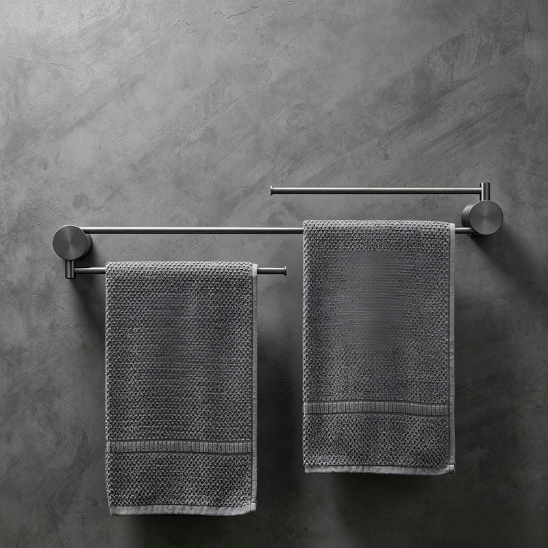 Gunmetal stainless steel bathroom towel rack, rotating towel bar, foldable wall-mounted storage shelf for bathroom