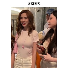 新款IMS杨颖Angelababy同款新色奶昔粉COTTON JERSEY短袖T恤上衣