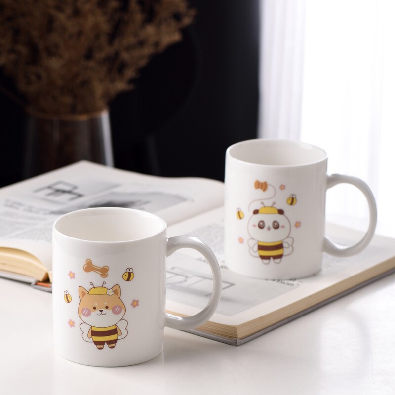 陶器製の漫画風マグカップ、女の子らしい、親友同士のカップ、ミルクカップ、コーヒーカップ、可愛い、インスタ映え、高颜值|undefined