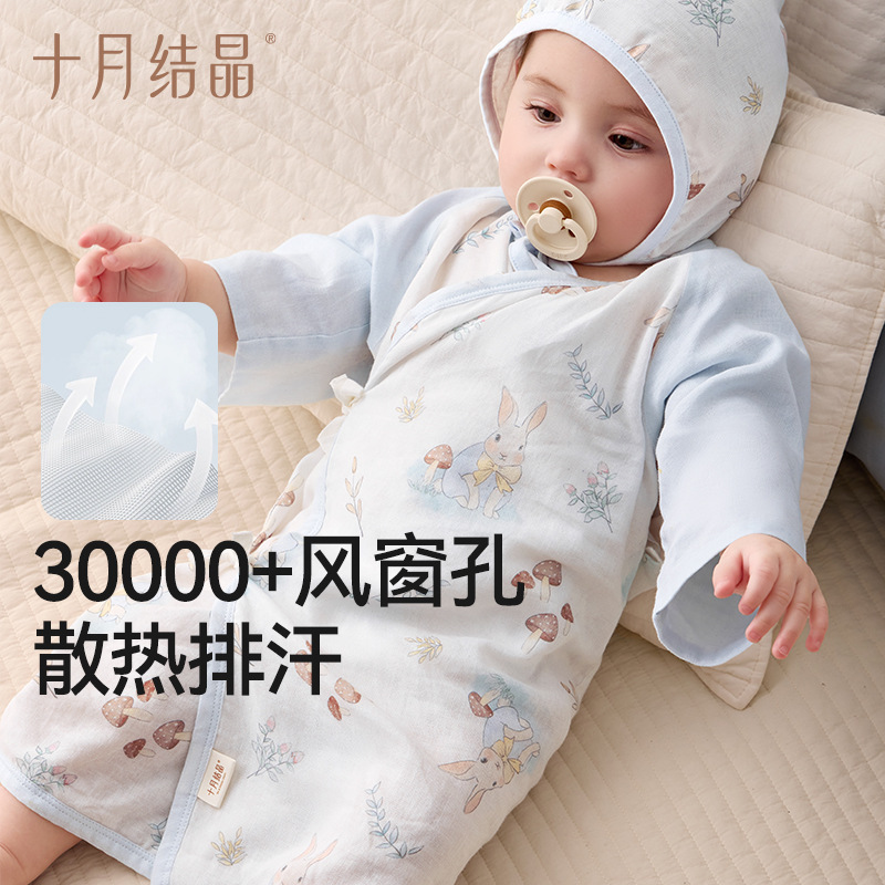 10月の結晶の小さい風の窓の赤ちゃんの服の春夏のタイプのガーゼと服のワンピースの服の男女の赤ちゃんは新生児に登ります。|undefined