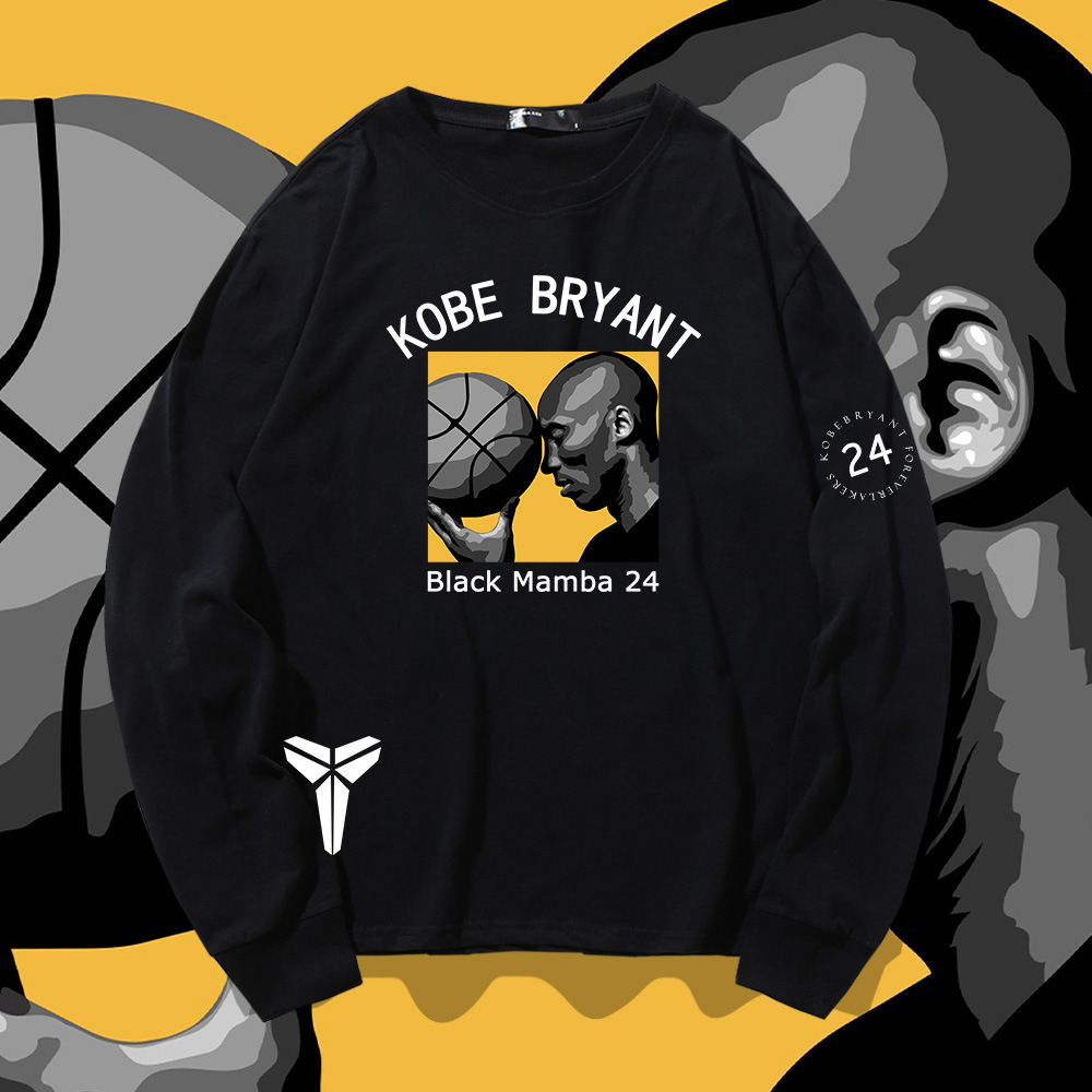 黑曼巴精神科比24号纪念款运动篮球球衣夏季爆款宽松纯棉长袖T恤