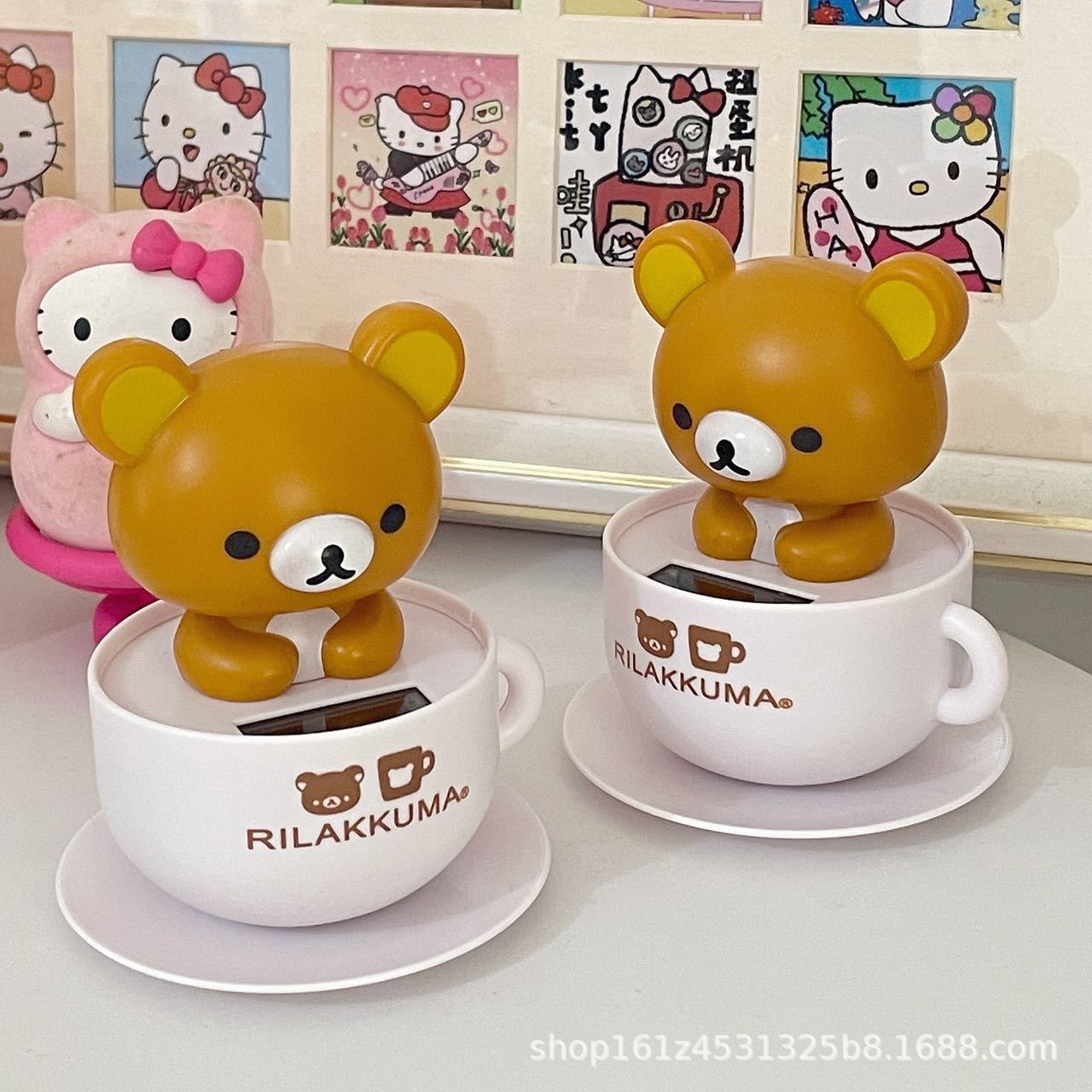 New creative and cute solar-powered car interior decoration, car dashboard shaking head ornament, anime style